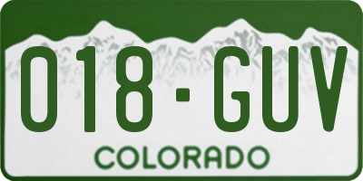 CO license plate 018GUV