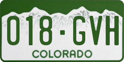 CO license plate 018GVH