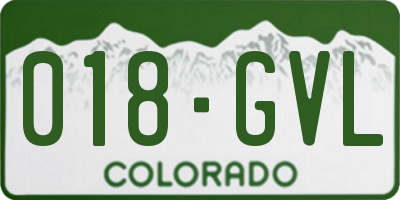 CO license plate 018GVL