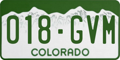 CO license plate 018GVM