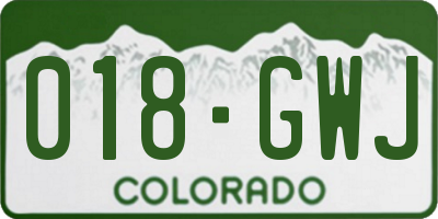 CO license plate 018GWJ