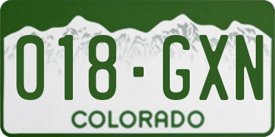CO license plate 018GXN
