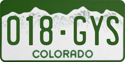 CO license plate 018GYS