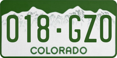 CO license plate 018GZO