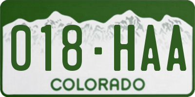 CO license plate 018HAA