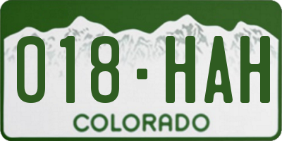 CO license plate 018HAH