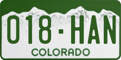 CO license plate 018HAN