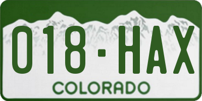 CO license plate 018HAX