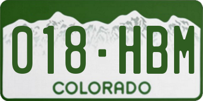 CO license plate 018HBM