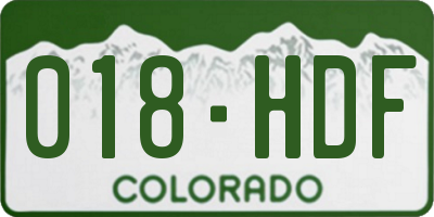 CO license plate 018HDF