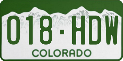 CO license plate 018HDW