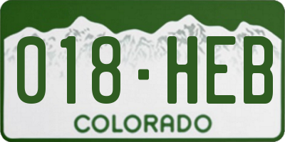 CO license plate 018HEB