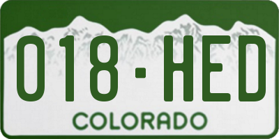 CO license plate 018HED