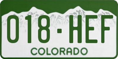 CO license plate 018HEF