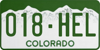 CO license plate 018HEL