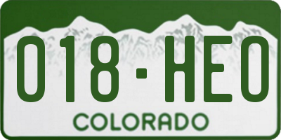 CO license plate 018HEO