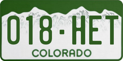 CO license plate 018HET