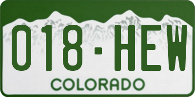 CO license plate 018HEW