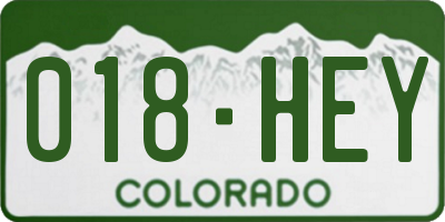 CO license plate 018HEY