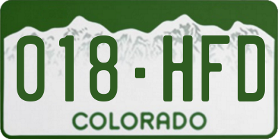CO license plate 018HFD