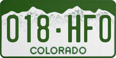 CO license plate 018HFO