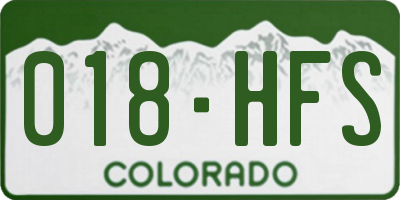 CO license plate 018HFS