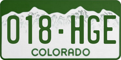 CO license plate 018HGE