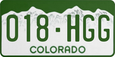 CO license plate 018HGG