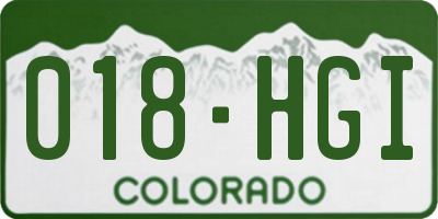 CO license plate 018HGI