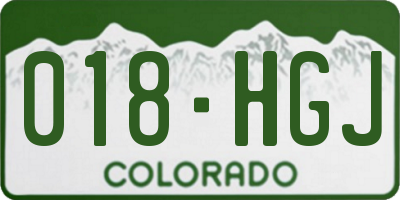 CO license plate 018HGJ