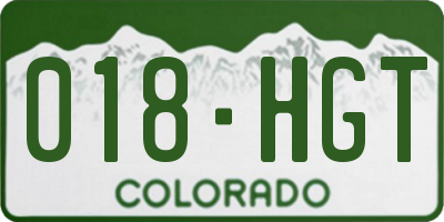 CO license plate 018HGT