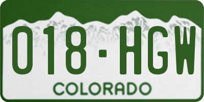 CO license plate 018HGW