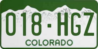 CO license plate 018HGZ