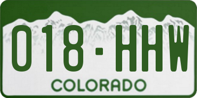 CO license plate 018HHW