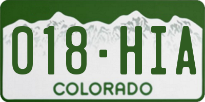 CO license plate 018HIA