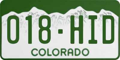CO license plate 018HID