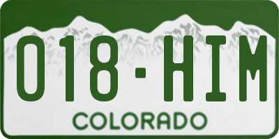 CO license plate 018HIM
