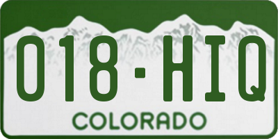 CO license plate 018HIQ