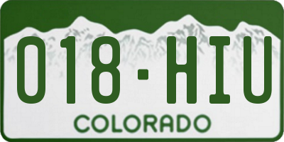 CO license plate 018HIU