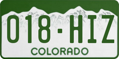 CO license plate 018HIZ