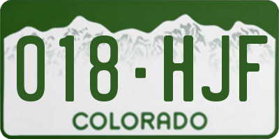CO license plate 018HJF