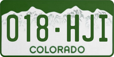 CO license plate 018HJI