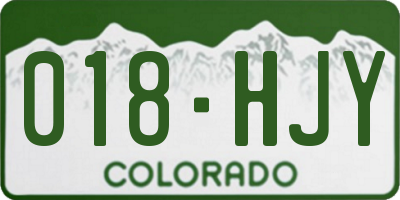 CO license plate 018HJY