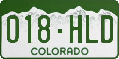 CO license plate 018HLD