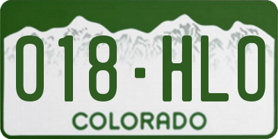 CO license plate 018HLO