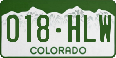 CO license plate 018HLW