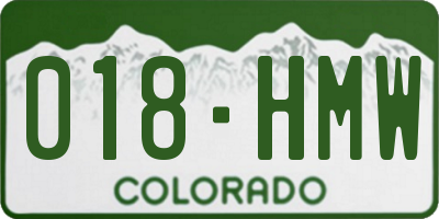 CO license plate 018HMW