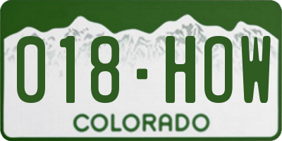 CO license plate 018HOW
