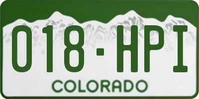 CO license plate 018HPI