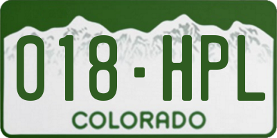 CO license plate 018HPL